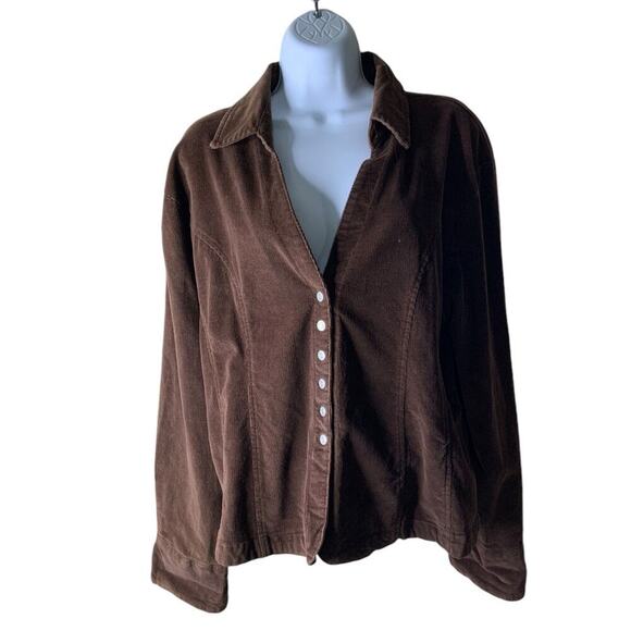 Metro Wear Jacket Womens XL Collared Button Front Stretch Cord Corduroy Casual - Picture 1 of 7